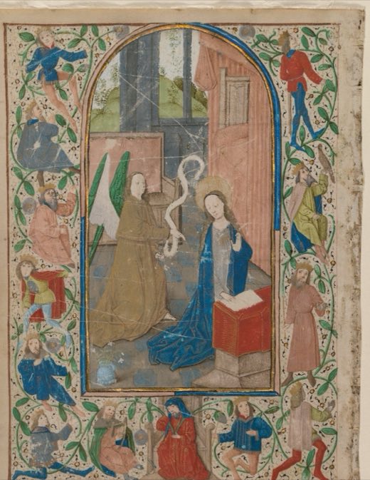 Leaf from a Book of Hours: The Annunciation (recto)