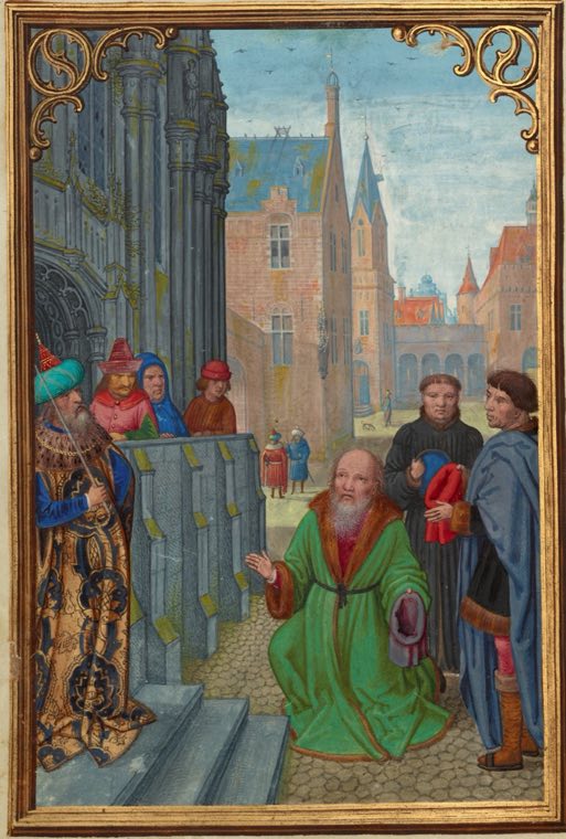 Иосиф Аримафейский перед Пилатом (Ms. Ludwig IX 19, л. 311 об., из Молитвенника кардинала Альбрехта Бранденбургского), Симон Бенинг