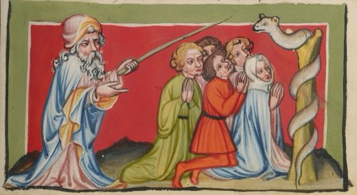 The Brazen Serpent (Ms. 33, fol. 103, from the Weltchronik)