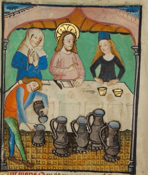 The Marriage at Cana (Ms. 101, fol. 57v, from the Illustrated Vita Christi, with devotional supplements)