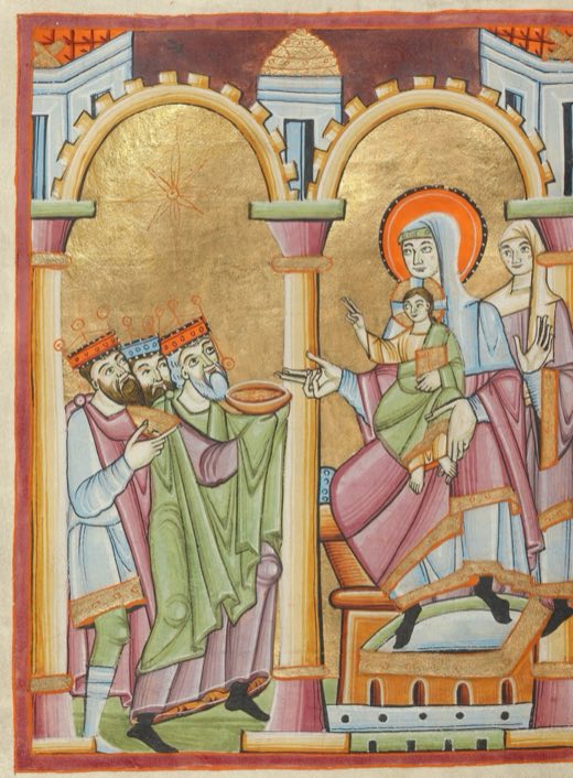 The Adoration of the Magi (Ms. Ludwig VII 1, fol. 25v, from the Benedictional)