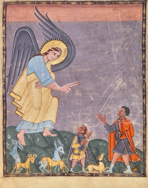 Благовестие пастухам (Ms. 125, л. 7, из Кодекса Ирменгарды), Неизвестный немецкий живописец