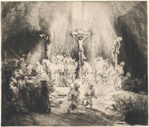Христос, распятый между двумя разбойниками («Три креста»), Рембрандт