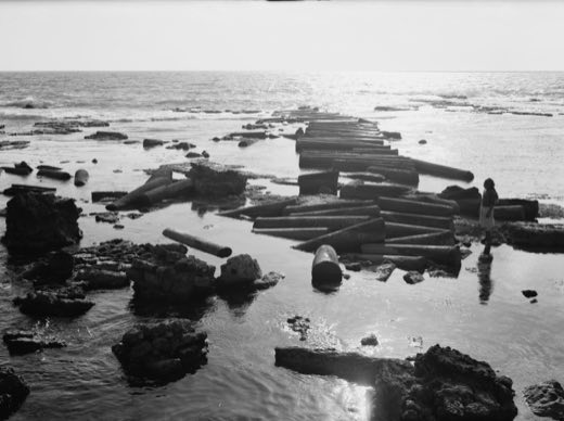 Caesarea. (Kaisarieh). Caesarea. Mole of pillars looking seaward