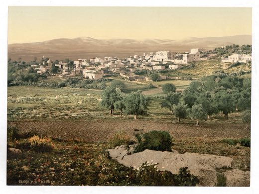 The town of Jenin, the site usually identified with En-gannim, at the edge of the Jezreel Valley, c. 1890–1900.