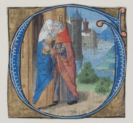 Manuscript Illumination with Joachim and Anna in an Initial G with Joachim and Anna, from a Missal